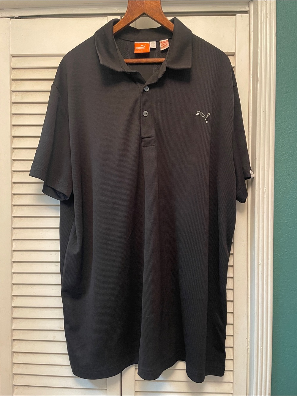 Puma Men's Black Polo with Contrast Puma Logo